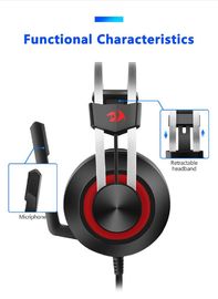 High Quality Redraon  H601  ABS Wired Breating Backit Gaming Headset